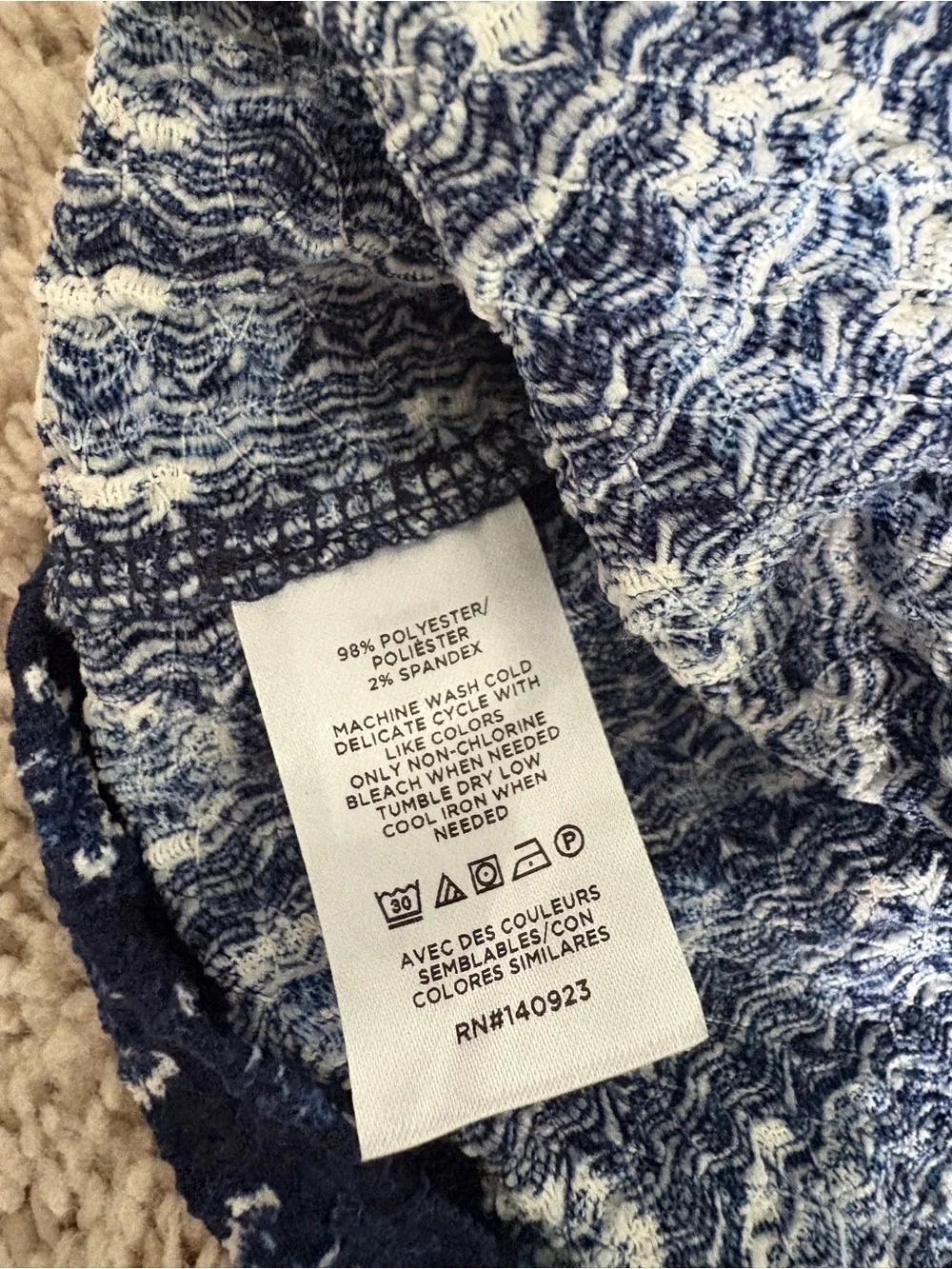 LOFT Small Navy Blue Patterned Women’s Peasant Top